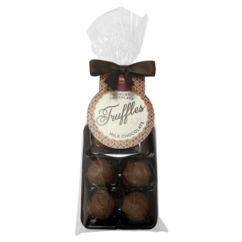 Luxury 6 Truffle Bag - Smooth Milk Truffle with Brown Twist Tie Bow & Swing Tag x Outer of 20