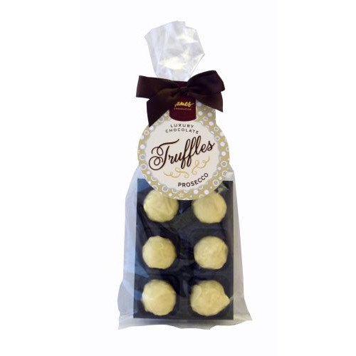 Luxury 6 Truffle Bag - White Chocolate Prosecco Truffle with Brown Twist Tie Bow & Swing Tag x Outer of 20