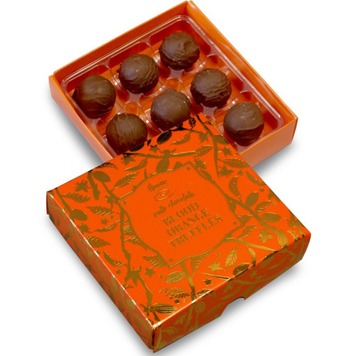 Hames Bronze Range - 9 Blood Orange Flavoured Milk Truffles Presented in a Stunning Orange Box with a Foil Print x Outer of 10