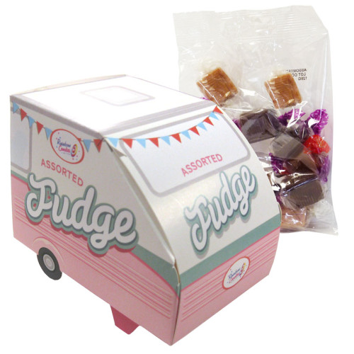 Vintage Caravan Shaped Gift Box Filled With 125g of Assorted Fudge