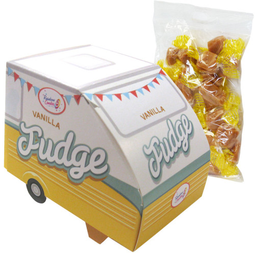 Vintage Caravan Shaped Gift Box Filled With 125g of Vanilla Fudge x Outer of 12