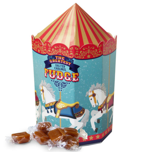 Fun at The Fair Octagonal Carousel Gift Box Filled With 125g of Salted Caramel Fudge