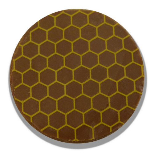 Cake and Dessert Topper 30mm Printed Chocolate Buttons - Milk Chocolate Gold Print - Honeycomb Design