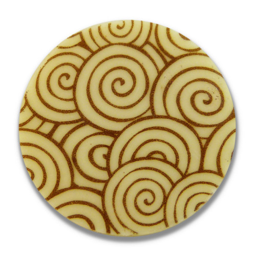 Cake and Dessert Topper 30mm Printed Chocolate Buttons - White Chocolate Brown Print - Atlantic Design