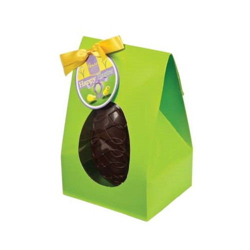 Hames Boxed Easter Egg - Dark 53% Chocolate Egg Decorated with a Dark Chocolate & Coca Nib Inclusions Finished with a Happy Easter Swing Tag & Twist Tie Bow 200g x Outer of 6