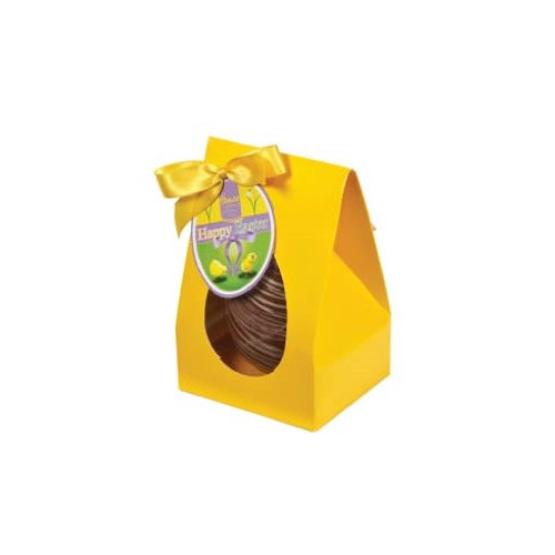 Hames Boxed Easter Egg - Milk Chocolate & English Toffee Flavouring Decorated with a White Chocolate Swirl Finished with a Happy Easter Swing Tag & Twist Tie Bow 100g x Outer of 6