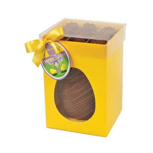 Hames Boxed Easter Egg - Milk Chocolate Egg With Flaked Milk Chocolate Truffles Finished with a Happy Easter Swing Tag & Twist Tie Bow 305g