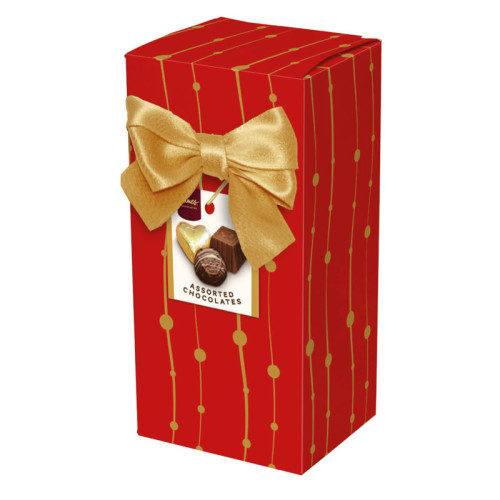 Chocolate & Truffles Assortment Ballotin Presented in a Red And Gold Printed Box & Finished with a Gold Twist Tie Bow and Swing Tag 150g x Outer of 9 