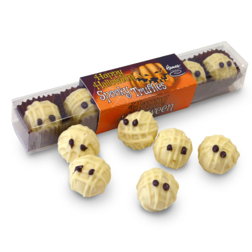 Halloween White Lemon Chocolate Spooky Truffles Decorated with Dark Chocolate Eyes (Stick of 6) 82g