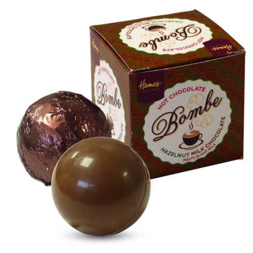 Hames Pack of 2Â Hot Chocolate Bombes - Milk Chocolate & a Milk Chocolate with Hazelnut Flavour Rainforest Alliance MB Cocoa