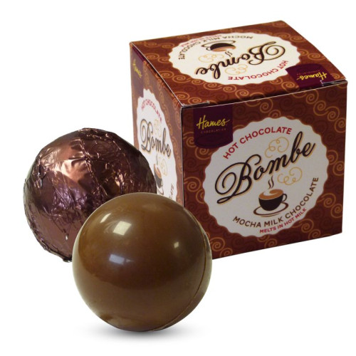 Hames Pack of 2Â Hot Chocolate Bombes - Milk Chocolate & a Milk Chocolate Mocha Flavour Rainforest Alliance MB Cocoa