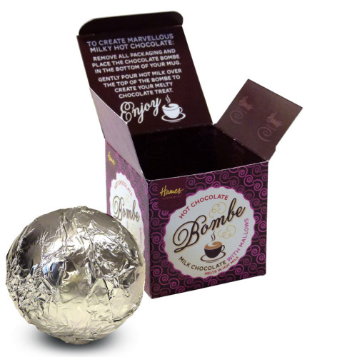 Hames Hot Chocolate Bombe - Milk Chocolate with an Explosion of Mini Mallows Rainforest Alliance Cocoa