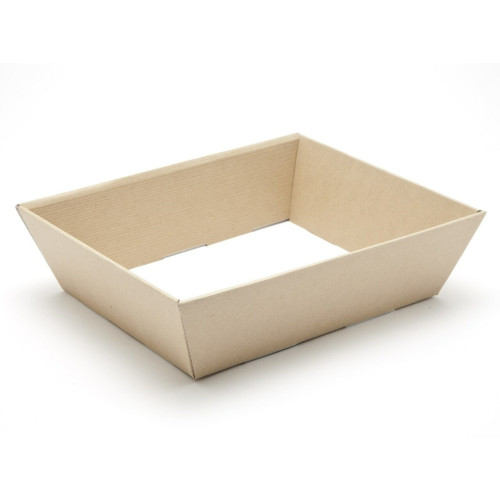 Medium Ribbed Kraft Elegant Texture-Embossed Matt Finish Card Hamper Tray 65mm (D) - 256 x 200mm at Top Tapering to 210 x 166mm at the Bottom