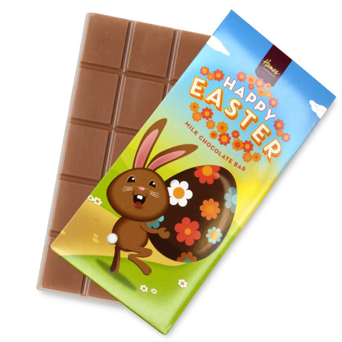Hames - Happy Easter 80g Milk Chocolate Bar Presented in a Cute Brown Rabbit Card Sleeve Design 