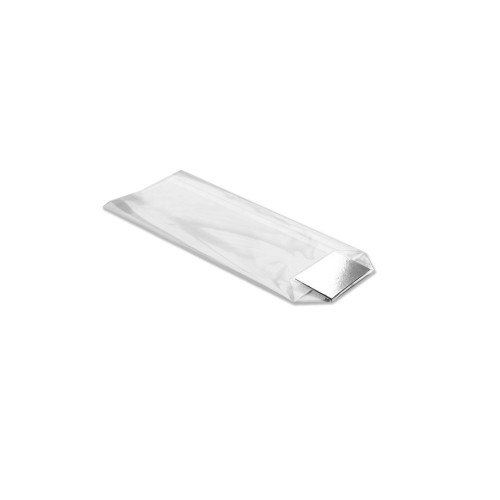 XX-Large Clear Hard Bottom Film Bag with a Silver Card Base 210mm x 385mm