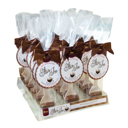 Hames - Milk and White Chocolate with Mocha Flavouring Hot Chocolate Stirrer 35g Brown Twist Tie Bow & Swing Tag