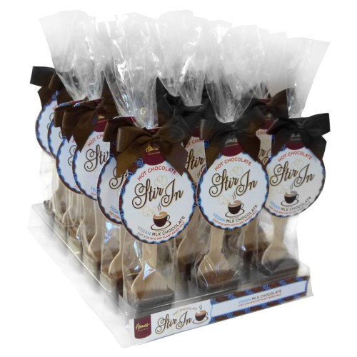 Hames - Vegan Friendly Mlk Chocolate Stirrer 35g With Brown Twist Tie Bow & Swing Tag x Outer of 18