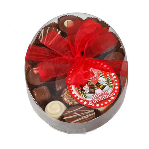 Christmas Snow Globe - Clear Boxed Chocolate Assortment (Medium) 140g Finished with a Beautiful Hand Tied Red Ribbon & Swing Tag