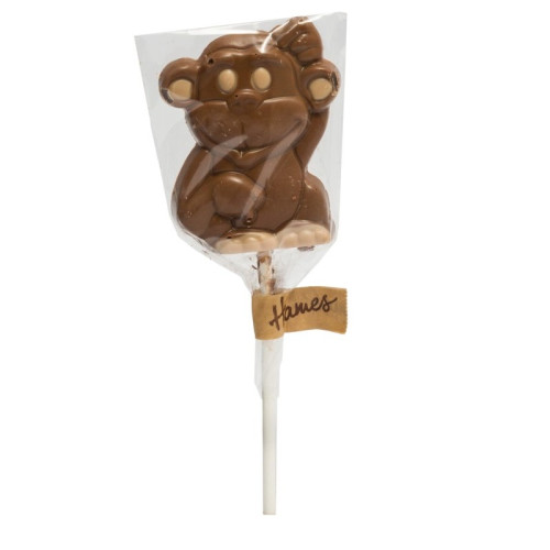 Hames - Milk Chocolate Cheeky Monkey Lollipop with White Chocolate Decoration