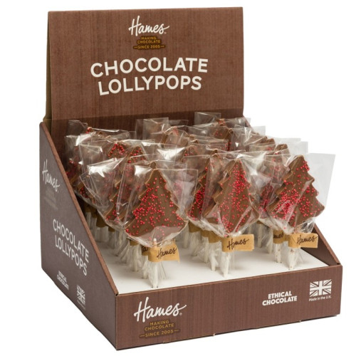 Hames - Milk Chocolate Christmas Tree Lollipop Decorated with Red Sprinkles