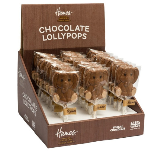 Hames - Milk Chocolate Cute Elephant Lollipop with Dark Chocolate Decoration