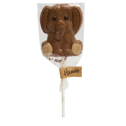 Hames - Milk Chocolate Cute Elephant Lollipop with Dark Chocolate Decoration