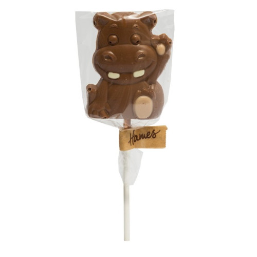 Hames - Milk Chocolate Happy Hippo Lollipop with White Decoration