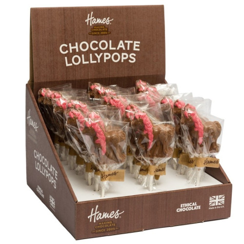 Hames - Milk Chocolate Unicorn Lollipop with Pink Coloured White Chocolate Decoration
