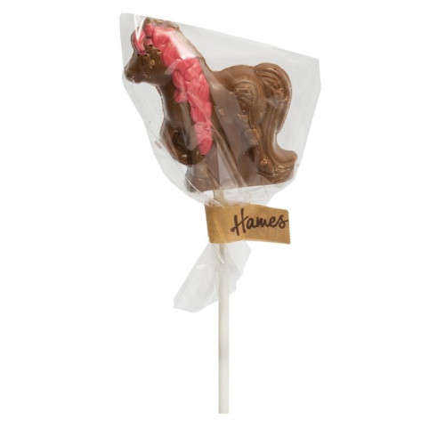 Hames - Milk Chocolate Unicorn Lollipop with Pink Coloured White Chocolate Decoration