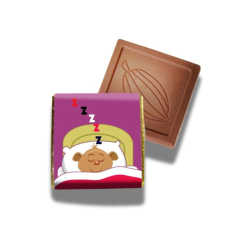 Milk Chocolate Neapolitans Foiled in Gold Finished with a "Night Time Ted" Scene Wrapper 500 Per Box