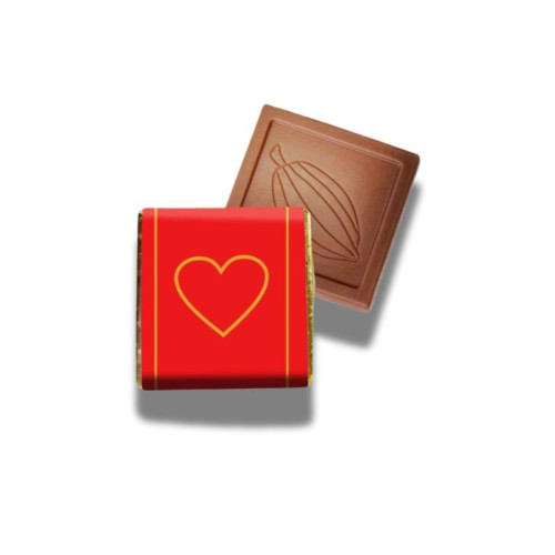 Milk Chocolate Neapolitans Foiled in Gold Finished with a Red Wrapper with a Gold Printed "Heart" 400 Per Box