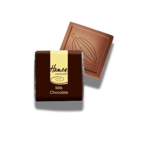 Milk Chocolate Neapolitan - Foiled in Gold Finished with a Brown Wrapper with a Yellow Printed "Hames" 500 Per Box