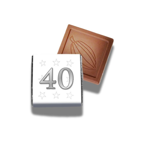Milk Chocolate Neapolitan - Foiled in Silver Finished With A White Wrapper with a Silver Printed "40 & Silver Stars" 500 Per Box