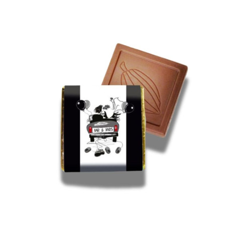 Milk Chocolate Neapolitan - Foiled in Silver Finished With A White Wrapper & Black Theme "Mr & Mrs" 400 Per Box