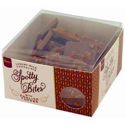 Hames - Spotty Bites Luxury Milk Chocolate Topped with English Toffee Inclusions 165g x Outer of 12