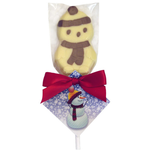 A Very Woolly Christmas - 24 White Chocolate Snowmen with Milk Chocolate Features Lollipops Finished with Xmas Knit Swing Tag & Red Twist Tie Bow x Outer of 24