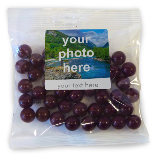 Heritage & Souvenir Gifts - Euro Slot Hang Bag Finished with a White Label with a Photograph & Text of your Choice - Aniseed Balls 100g