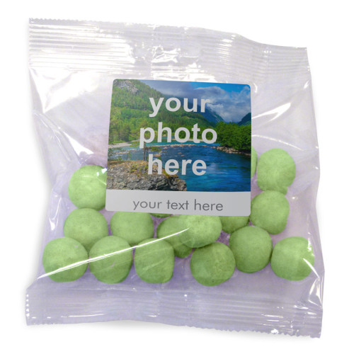 Heritage & Souvenir Gifts - Euro Slot Hang Bag Finished with a White Label with a Photograph & Text of your Choice - Apple BonBons 100g