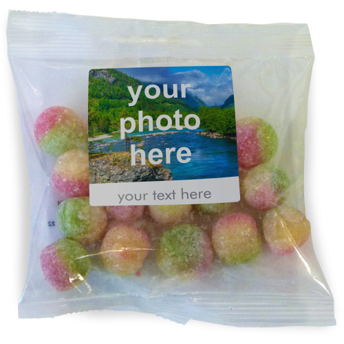 Heritage & Souvenir Gifts - Euro Slot Hang Bag Finished with a White Label with a Photograph & Text of your Choice - Rosy Apples 100g