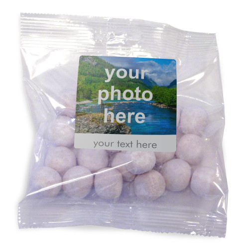 Heritage & Souvenir Gifts - Euro Slot Hang Bag Finished with a White Label with a Photograph & Text of your Choice - Toffee BonBons 100g