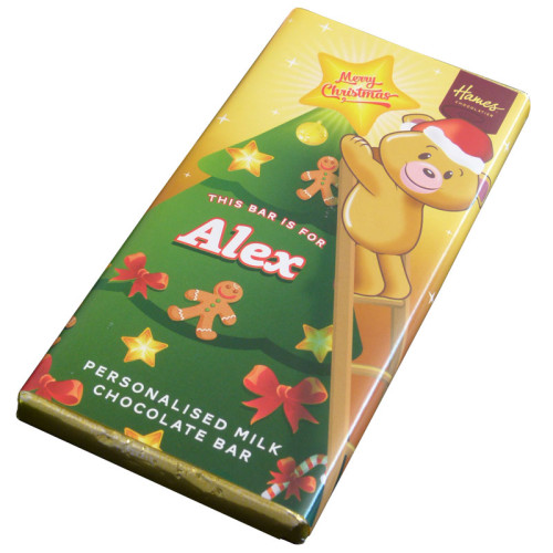 Sentiment - Xmas Personal 60g Milk Chocolate Name Bar - Alex