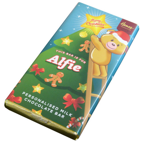 Sentiment - Xmas Personal 60g Milk Chocolate Name Bar - Alfie