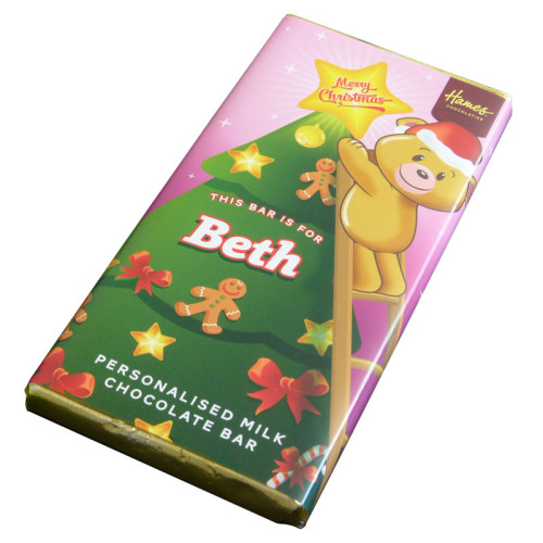 Sentiment - Xmas Personal 60g Milk Chocolate Name Bar - Beth