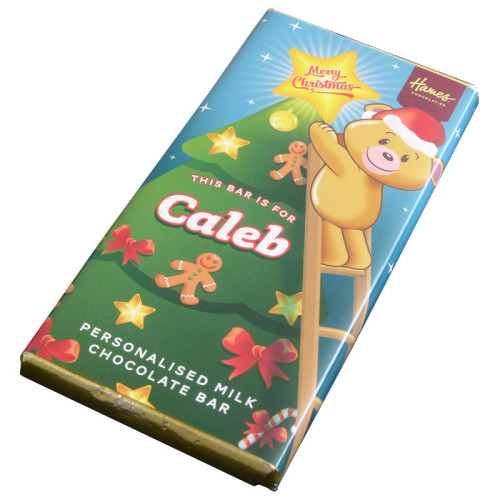 Sentiment - Xmas Personal 60g Milk Chocolate Name Bar - Caleb