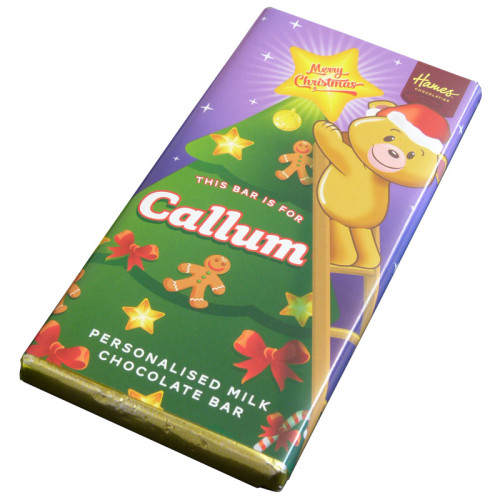 Sentiment - Xmas Personal 60g Milk Chocolate Name Bar - Callum