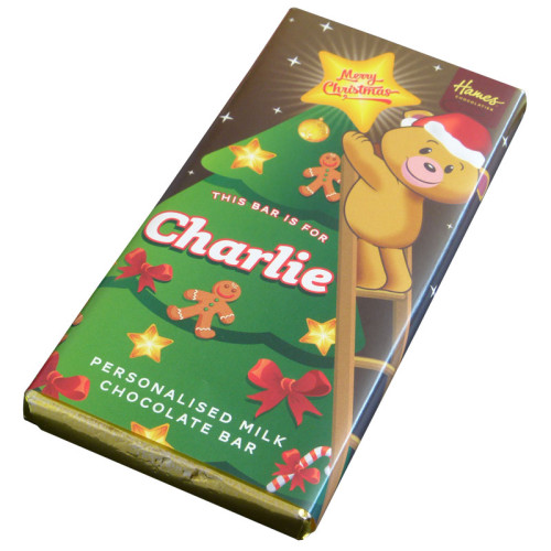 Sentiment - Xmas Personal 60g Milk Chocolate Name Bar - Charlie