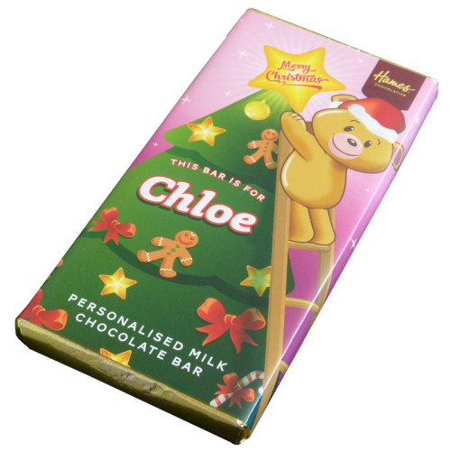 Sentiment - Xmas Personal 80g Milk Chocolate Name Bar - Chloe