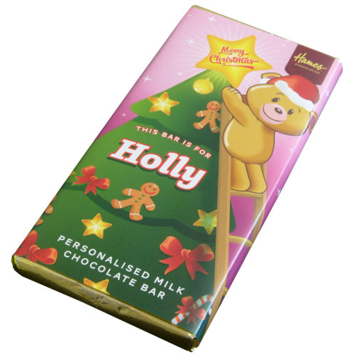 Sentiment - Xmas Personal 60g Milk Chocolate Name Bar - Holly