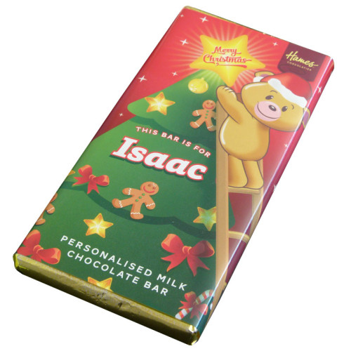 Sentiment - Xmas Personal 60g Milk Chocolate Name Bar - Isaac