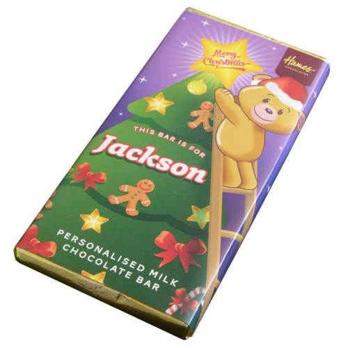 Sentiment - Xmas Personal 60g Milk Chocolate Name Bar - Jackson